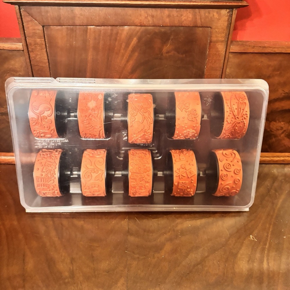 Stampin Up Stampin Around Wheel Stamps Lot 10 Rubber Rollers Retired